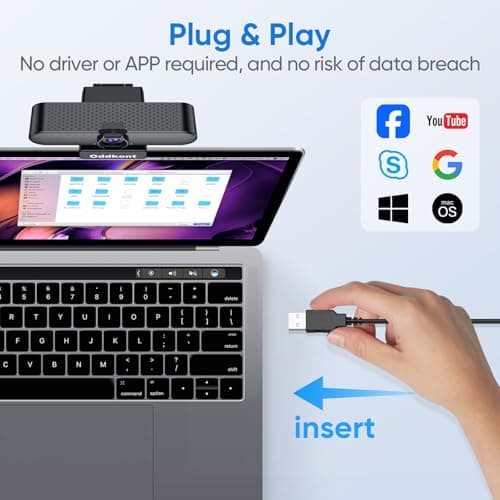 oddkont Full HD 1080P Webcam with Microphone, Auto-Light Balance, Rotatable Design,Privacy Cover, Plug and Play for Zoom, Skype,Web Conferencing - Compatible with Windows, Mac, Laptop, Desktop 5