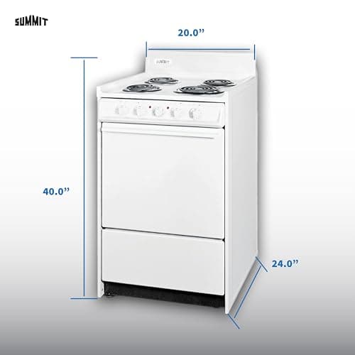 Summit 20” Electric Range, 220V Electric Coil Burners, Large 2.46 cu.ft Oven, ADA Complaint, White- WEM110 4