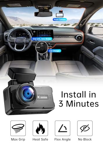 JOMISE 4K Dash Cam Front and Rear with 5Ghz WiFi GPS, Dual Dashcam with 64GB Card, 3" Screen, Night Vision, 24H Parking Mode – Reliable Dash Camera for Family Cars, Rideshare Drivers, and Trucks 6