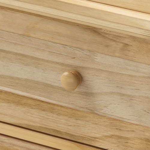 Homsee Baby Changing Table Dresser, 100% Solid Wood Infant Diaper Changing Station Combo, 9-Drawer Baby Nursery Dresser with Removable Tray for Children's Room Bedroom, Nature Color 55.1"W 7