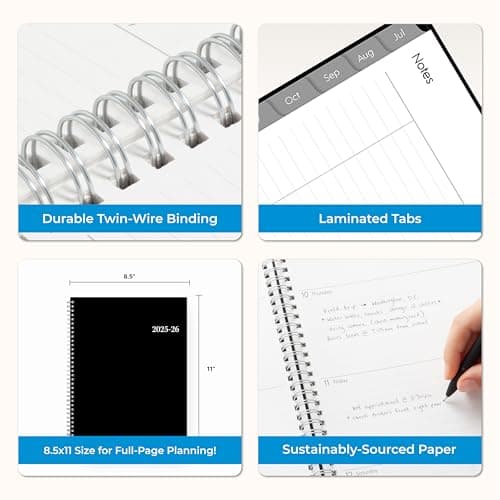 Blue Sky 2025-2026 Weekly and Monthly Academic Year Planner Calendar, July - June, 8.5" x 11", Flexible Cover, Wirebound, Laminated Tabs, Storage Pocket, Enterprise (Enterprise 2025-2026, 8.5" x 11") 8