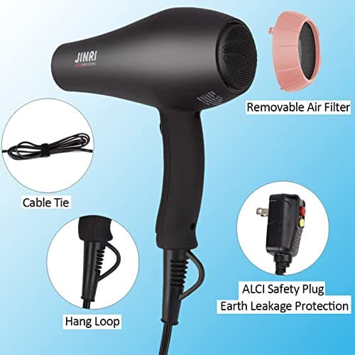 Infrared Hair Dryer, Professional Salon Negative Ionic Blow Dryers for Fast Drying, Pro Ion Quiet Hairdryer with Diffuser & Concentrator & Comb Black Gold 6