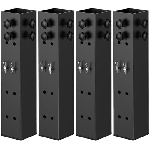 IRENPORU 2025 Up Grade 4 Pack Carbon Steel Dorm Bed Riser 3.15" Diameter Metal Bed Riser for Square Wooden Bed Frame, Table Adjustable to 3.2", 5.1", 8.1" or 11.2" Height (for Bed Leg 2.3-3.1")