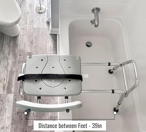 DMI Tub Transfer Bench and Shower Chair with Non Slip Aluminum Body, FSA Eligible, Adjustable Seat Height and Cut Out Access, Holds Weight up to 400 Lbs, Bath and Shower Safety, Transfer Bench 7
