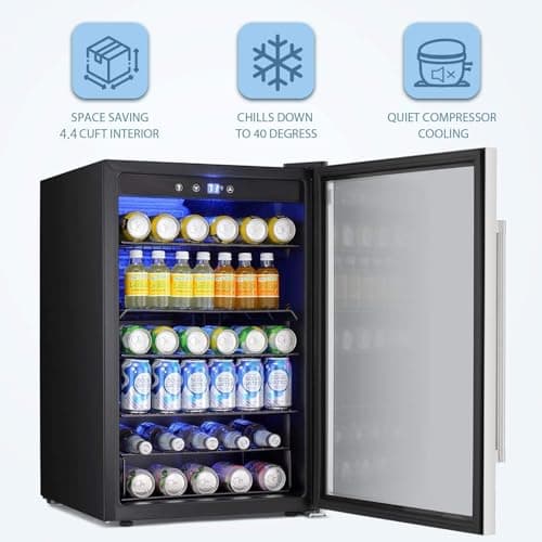 Antarctic Star Beverage Refrigerator Cooler - 145 Can Mini Fridge Glass Door for Soda Beer or Wine, Clear Front Door for Home Office or Bar, 4.4Cu.Ft 7