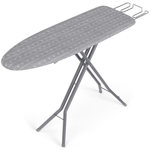 SONGMICS Ironing Board, Foldable Iron Board, Height Adjustable up to 35 Inches, with 4 Layered Cover and Pad, Iron Rest, Hook, Steel X-Legs, for Home, Laundry Room, Dorm, Dove Gray ULLB001G01 7