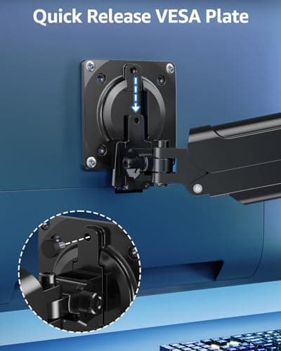 Single Monitor Mount for 32 27 24 22 inch Screen, Monitor Arm Holds 4.4-22 lbs, Monitor Desk Mount, Gaming & Home Office Use, VESA 75x75mm & 100x100mm, Freelift Pro Black 8