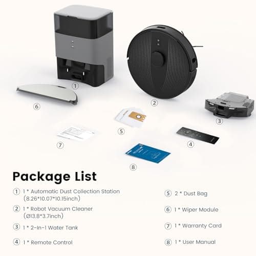 AIRROBO Robot Vacuum and Mop Combo, Self-Emptying, 60-Day Capacity, Home Mapping, Schedule, Wi-Fi/App/Alexa/Remote, 180mins Runtime, T20+ Robotic Vacuum Cleaner for Pet, Hard Floors, Carpet 8