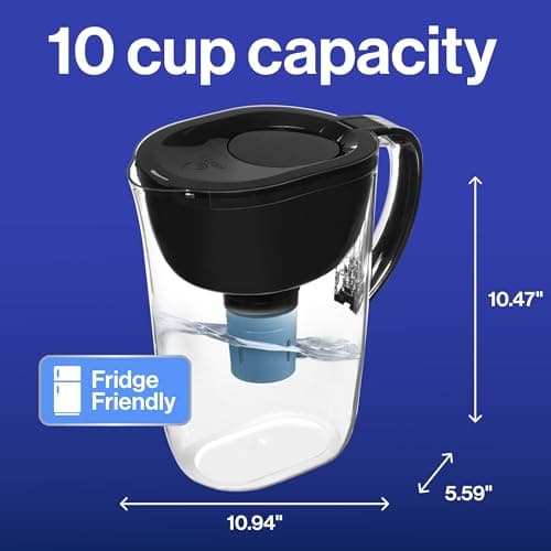 Brita Everyday Elite Water Filter Pitcher, Removes 99% of Lead, Includes 1 Filter, 10-Cup Capacity, Black 12
