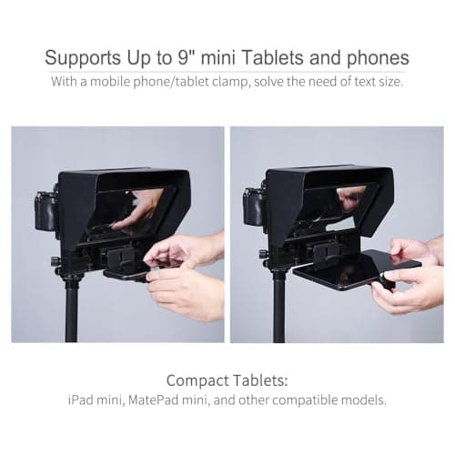 FEELWORLD TP10 10" Portable Foldable Teleprompter for Up to 9" Phone & mini Tablet Prompter Phone DSLR Camera Video Record for Live Stream Interview Speech with Remote Control 5