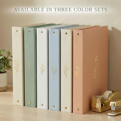 Aesthetic 3 Ring Binder Set of 2 - Sturdy 1 Inch Binder Fits Letter Sized Paper - A Cute Holder for Women or Men with Pocket Easily Organizes Your Paperwork for School, Office or Work 9