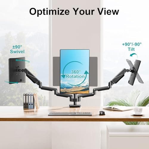 MOUNT PRO Triple Monitor Mount, 3 Monitor Desk Arm fits Three Max 27" LCD Computer Screens, up to 17.6lbs Each, Premium Gas Spring Display Stand with Tilt Swivel Rotation, Vesa Mount 75x75,100x100 5