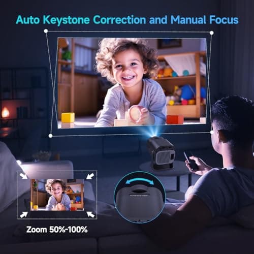 Mini Projector Portable with Android 11, Smart Projector Full HD 4K Support, Outdoor Projector WiFi6 BT5.0 and Bluetooth 300ANSI 12000Lumens, 180°Rotatable Projector for Phone/Laptop/TV Stick 5