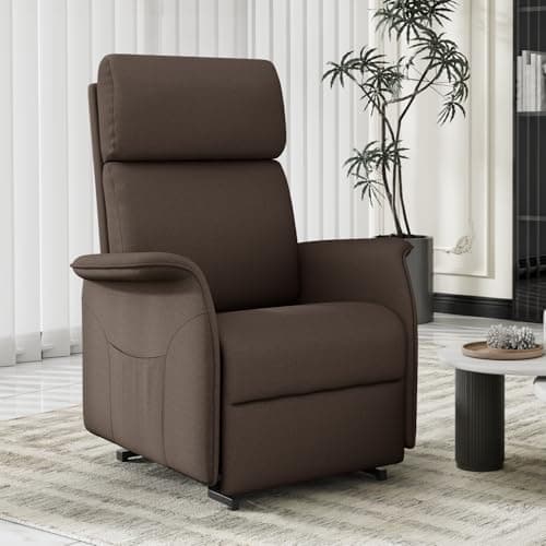 OKUP Power Lift Recliner Chair with Massage and Heat for Elderly, Electric Recliner Chairs for Adults with Side Pocket Remote Control, Infinite Position, Fabric (Brown) 7