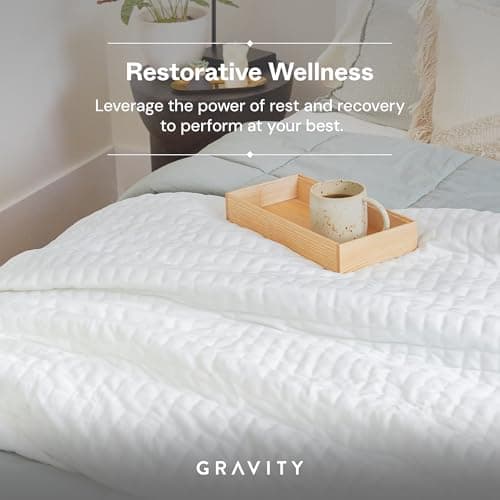 Gravity Weighted Blankets for Adults, 15lbs White (48" x 72", Twin/Single) - Heavy Comfort Cotton Blanket with Glass Beads - Ultra-Soft Premium Breathable Microfiber Duvet Cover - Machine Washable 6