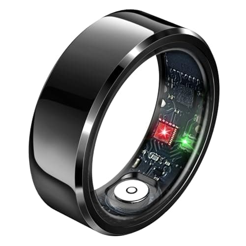 Lemolf Smart Rings, Fitness Tracker Ring, Heart Rate, Blood Oxygen, Stress, Step Tracker, Sleep Monitoring, Air Gestures, No Subscription Fee, IP68 Waterproof for iPhone&Android (Black, #11)