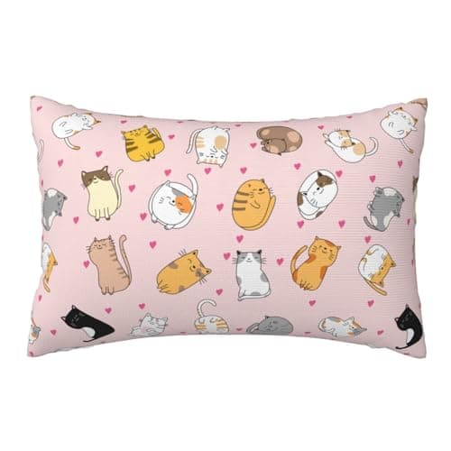 Zminciu Cute Cat Pillow Cover 20x30 Inch Bed Pillow Pillowcases with Hidden Zipper Lumbar Pillow Case Cushion Queen Size Standard Soft Breathable Rectangular Pillow Covers,for Sofa Couch Bed Decor