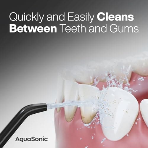 AquaSonic Aqua Flosser PRO - Rechargeable Electric Cordless Water Flosser for Teeth, Gums & Tongue - Waterproof Modern Design, 300ml Large Tank, 3 Modes, 6 Jet Tips, Deluxe Tongue Nozzle - Black 8