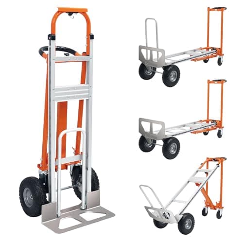 4 in 1 Convertible Hand Truck, Folding Hand Truck Dolly Cart with Solid Wheel, 1000LBS Heavy Duty Aluminum Hand Dolly for Logistics, Shopping, Home, Office Moving