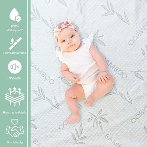 Bamboo Rayon Mattress Protector with Zipper + 2 Pillow Protectors - 100% Waterproof Cooling Queen Size Cover - Ultra Soft Fabric Breathable Noiseless Mattress Pad Covers Zippered Encasement 5