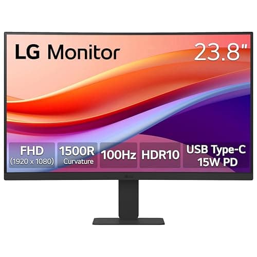 LG 24U421A-B 24-inch Full HD (1920 x 1080) Curved Computer Monitor, 100Hz, 5ms, HDR10, 3-Side Borderless, Switch, HDMI, USB Type-C 15W PD, Tilt Slim Stand, Black