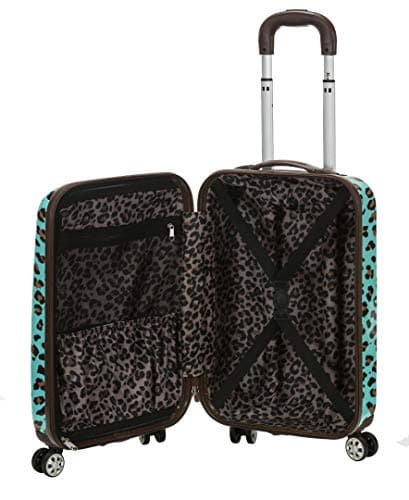 Rockland Safari Hardside Spinner Wheel Luggage, Blue Leopard, Carry-On 20-Inch 6