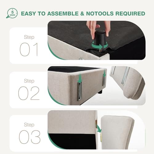 Novilla 57" Loveseat Sofa Small Couch for Living Room, Linen Fabric Upholstered Sofa Couch, Sofa with 2 Bolster Pillows for Apartment, Bedroom, Tool-Free Assembly 7