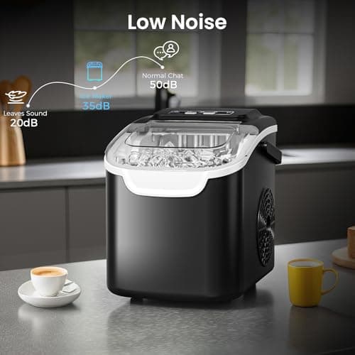 Countertop Ice Maker Machine – 8 Bullet Ice in 6 Mins, 26.5lbs/24Hrs Output – Self-Cleaning Portable Design with Selectable Ice Size & Touch Display for Home/Office/Bar 6
