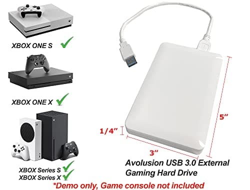 Avolusion 2TB USB 3.0 Portable External Gaming Hard Drive (for Xbox One X, S & Series X, S - Pre-Formatted) White - 2 Year Warranty 7
