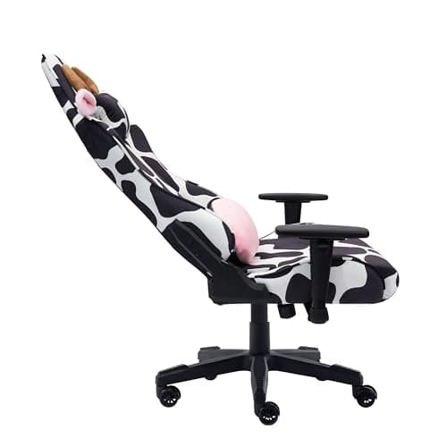 Techni Sport Gaming Chair - Black White Cow Print - Ergonomic Office Computer Chair with Memory Foam, Lumbar Support, Decorative Horns & Ears, 300 Lbs Capacity 7