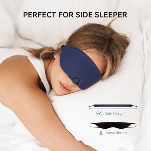 Mavogel Cotton Sleep Mask - 100% Handmade, Light Blocking Sleep Eye Mask with Updated Bending Nose Design, Soft Sleeping Mask for Women Men, for Sleep/Office/Naps, Includes Travel Pouch (Starry Blue) 5