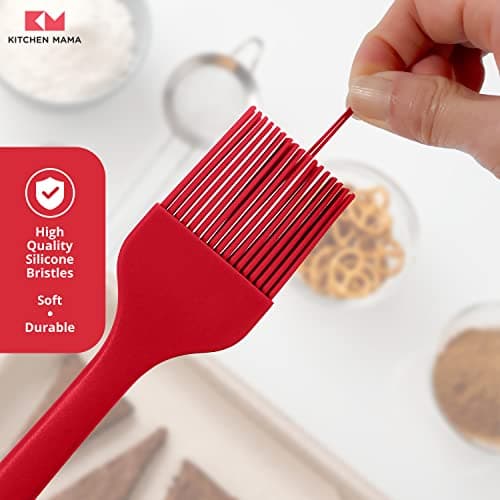 Kitchen Mama Silicone Basting Pastry Brush: Set of 2 Heat Resistant Basting Brushes for Baking, Grilling, Cooking and Spreading Oil, Butter, BBQ Sauce, or Marinade. Dishwasher Safe (Red) 7
