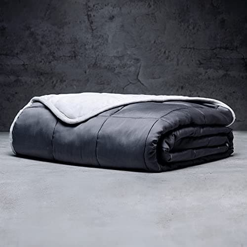 LUXOME Full Size Weighted Blanket | Integrated Cooling & Plush Cover | 15 lbs | 54"x72" | Light Grey
