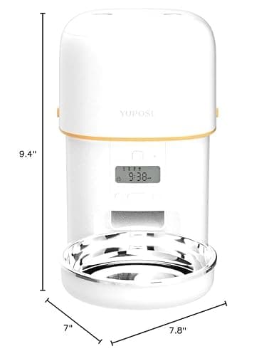 Yuposl Automatic Cat Feeders - 2L Cat Food Dispenser Easy to Use, Timed Automatic Pet Feeder with Over 180-day Battery Life, 1-6 Meals Dry Food Programmable Portion Control Also for Dogs 10