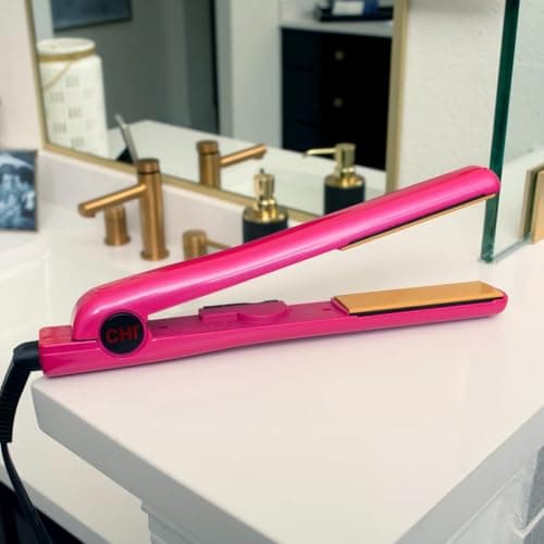 CHI Tourmaline Ceramic Flat Iron Hair Straightener 1", Professional Hair Styling Tool for Silky Smooth Hair, Frizz Control & Curling, Pure Pink 1" Plates 6
