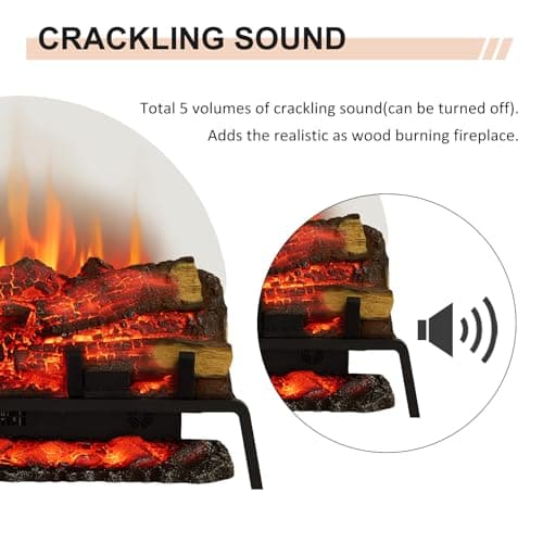 PuraFlame 27" Free Standing Electric Fireplace Log Set Insert, 750W/1500W Heater, 6 Flame Colors with 5 Brightness, Crackling Sound, Remote Control 5