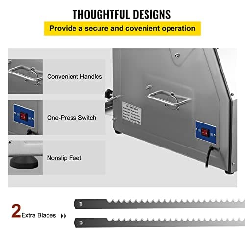 VEVOR Commercial Bread Slicer - 12mm Thickness, 31 Slices, Electric Toast Cutter, 110V 6