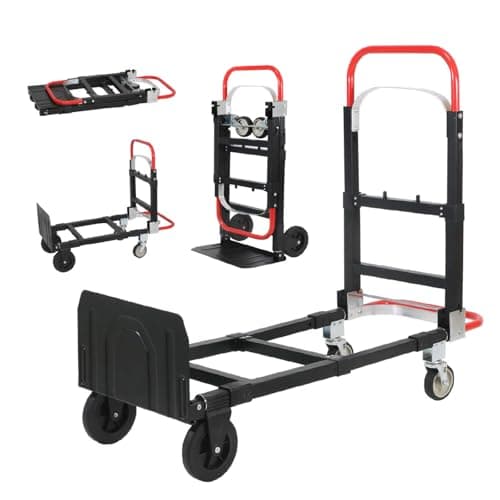 3 in 1 Convertible Hand Truck, Folding Hand Dolly Cart with Retractable Handle, 600LBS Heavy Duty Aluminum Hand Truck Dolly for Luggage, Shopping, Home, Office Moving 8