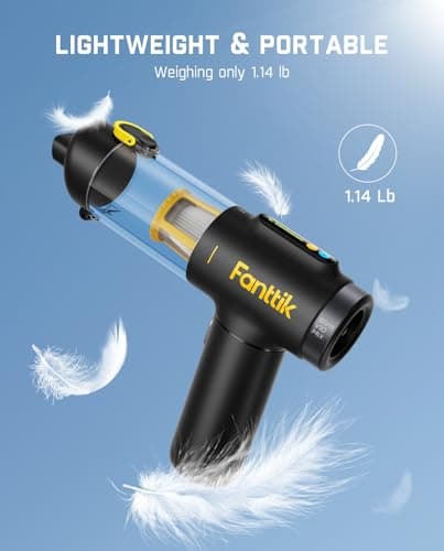 Fanttik Slim V10 Mix Cordless Car Vacuum, 4 in 1 Handheld Air Duster, Color Smart LED Display, 16kPa Suction Power, Cordless Portable Mini Keyboard Vacuum for Car, Office Desk 9