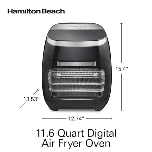 Hamilton Beach 11.6 QT Digital Air Fryer Oven with Rotisserie, 8 Pre-Set Functions including Dehydrator, Roaster & Toaster, 1700W, Black (35073) 8