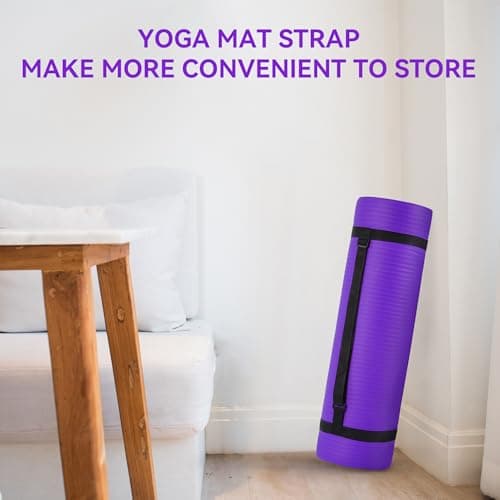 Fitvids 1/2-Inch Thick High Density Foam Exercise Yoga Mat with Carrying Strap, For Cushioning The Body Against Hard Floors, Purple 7