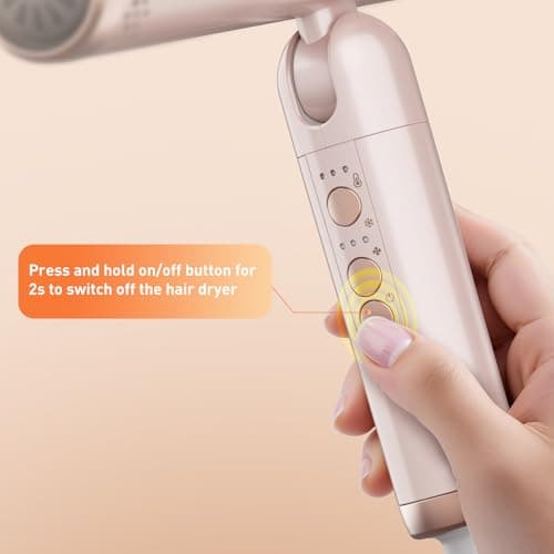 Quico Travel Hair Dryer Dual Voltage, 120000 RPM Brushless Motor Fast Drying Hair Dryers for Women 500 Million Ionic, Thermo-Control Foldable Blow Dryer with Cold, 3 Heat & 3 Speed Settings, Pink 7