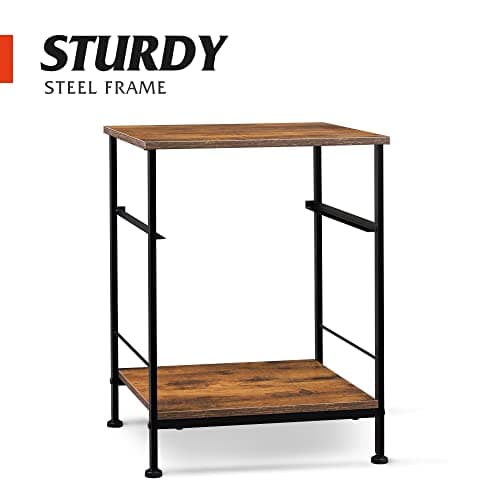 WLIVE Night Stand, Side Table with Fabric Storage Drawer, Small Nightstand, Bedside Table End Table for Bedroom, Dorm, Open Wood Shelf, Steel Frame, Black and Rustic Brown 8