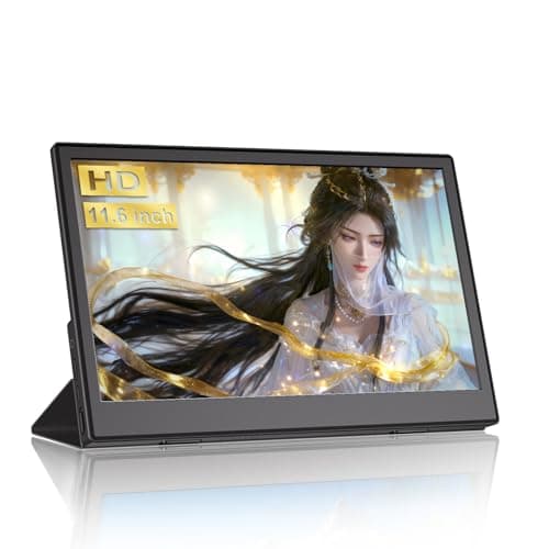 JUSTTHINK Portable Monitor 11.6'', LCD Display Small Monitor, 60Hz, Wall Mount & Desk Stand, HDMI/Type-C Connect Second External Monitor for Laptop, Lightweight for Travel