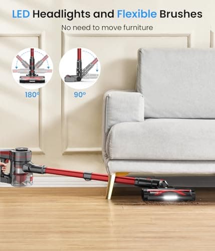 CHEBIO Cordless Vacuum Cleaner, Stick Vacuum with Powerful Suction, 45Mins Runtime Vacuum Cleaners for Home, Anti-tangle and 1.5L Dust Cup, 6 in 1 Lightweight Vacuum for Hardwood Floor Carpet Pet Hair 6