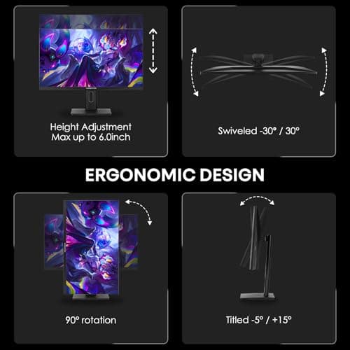 27 inch 180Hz Gaming Monitor with Speaker, 2560x1440 Fast IPS Screen, 2x HDMI 2.0, 2x Display Port 1.4, 114% sRGB, HDR10, Freesync & G-SYNC Compatible, Height/Swivel/Tilt Adjust, 3 Sides Frameless 7