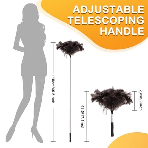 Ostrich Feather Duster with Telescoping Handle - Reusable Long Hand Duster Extendable Dusting Tool Extra for Cleaning High Ceiling Fan, Pendant Lamp, Blinds, Furniture, Electronics 7