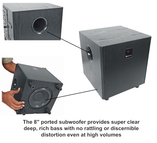 Rockville HTS820 1500W 5.1 Channel Home Theater System with 8" Subwoofer, Bluetooth, USB, Includes Remote and Speaker Mounts - Perfect for Movies, Music, Karaoke 7