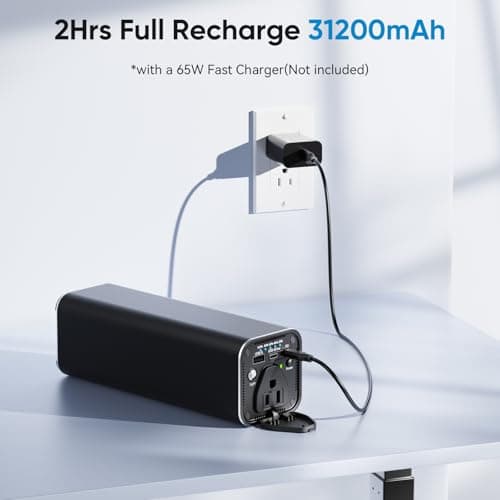 Portable Laptop Power Bank, 116Wh/31200mAh 120W AC Portable Laptop Charger, 65W PD USB C Backup Power Source for Travel and Outdoor Activities 7