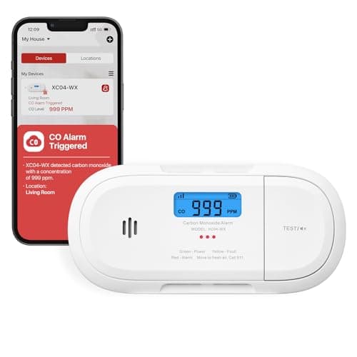 X-Sense Smart Carbon Monoxide Detector, Wi-Fi CO Detector, Real-Time Push Notifications via X-Sense Home Security App, Replaceable Battery, Optional 24/7 Professional Monitoring Service, XC04-WX